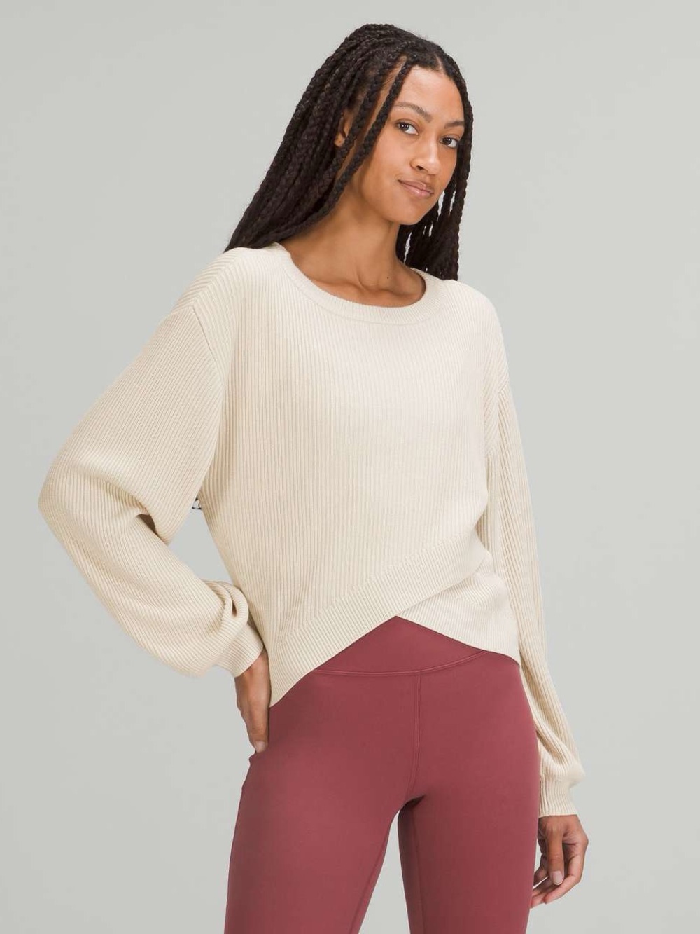 Lululemon Size 10 Cashmere-Blend Reversible Crossover Sweater - White Opal